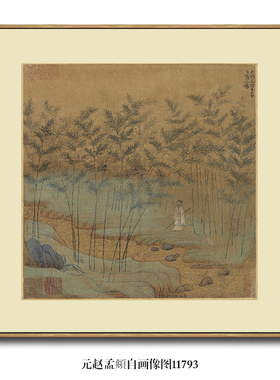 元赵孟俯自画像图山水画挂画