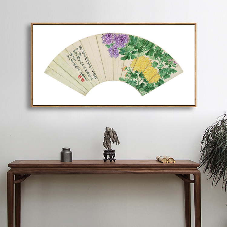 新中式恽寿平扇面花鸟画客厅装饰画卧室床头玄关壁画餐厅酒店挂画