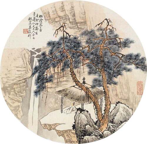 张大千《荷花鸳鸯》客厅书房茶室装饰画挂画玄关水墨高清卷轴字画_虎窝淘