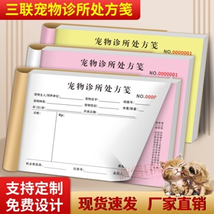 新款宠物诊所处方笺三联兽医用门诊处方签定制logo猫狗病情诊断单