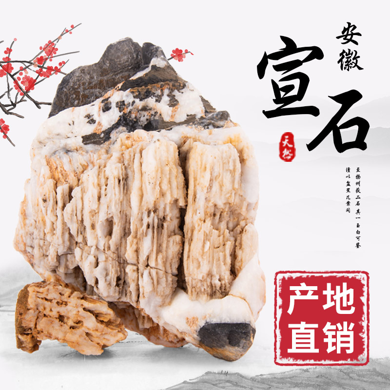 鱼缸装饰造景天然安徽宣石原石家居假山盆景奇石宣城石小摆件配石