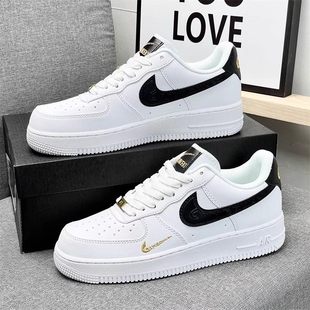正品AF1空军一号白黑金低帮板鞋冬季aj男鞋dunk户外运动休闲鞋女