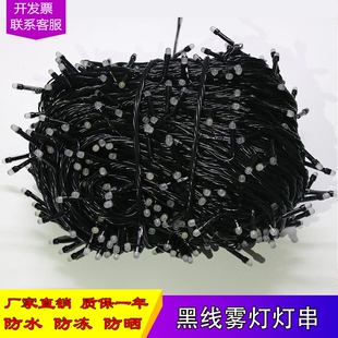 LED黑线雾灯彩灯公母接跳闪灯串灯圣诞节庆110V美规满天星装饰灯