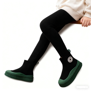 8120男女童表演儿童单靴子软底平底套脚断码 飞织儿童袜子鞋 季 春季