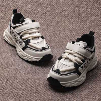 跑步男童网面低帮魔术贴防滑新品