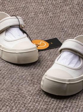 春季儿童帆布鞋鞋27210女童魔术贴玛丽珍鞋软底防滑魔术贴小白鞋