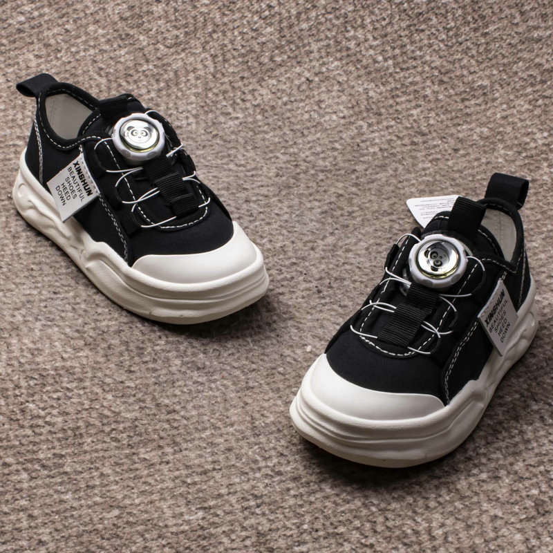 儿童帆布鞋2025秋季旋转纽扣童鞋