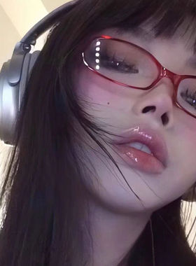 超轻素颜小框近视眼镜女红色椭圆Y2K风格防蓝光平光镜辣妹眼睛架