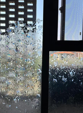 厨房移门玻璃贴膜透光不透明卫生间磨砂防窥隐私卧室贴纸花型窗贴