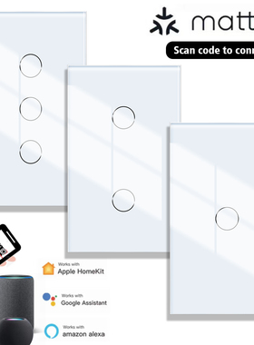 matter美规开关智能HomeKit触摸120智能家居美标google多平台语音