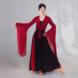 中国风卜卦表演服艺考练功舞蹈服 短款 新款 古典舞演出服女汉唐广袖