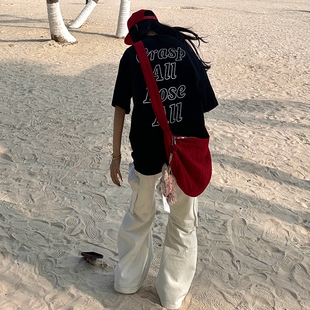 XKSHUO美式街头字母印花短袖男女小众设计感百搭宽松上衣ins