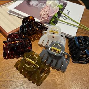 优雅气质南瓜抓夹磨砂玳瑁中号头饰发夹高级感少女半扎鲨鱼夹发饰