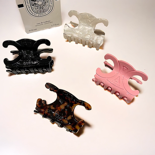 凯旋门发饰 立体醋酸抓夹玳瑁白贝后脑勺发抓法式 高定版 lisa同款