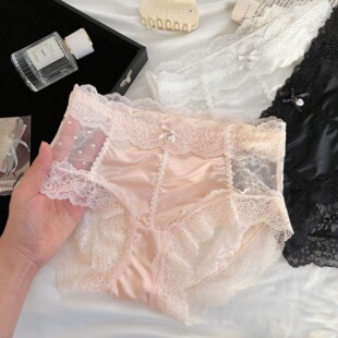 胖mm性感包臀镂空情调底裤 女士大码 头 缎面蕾丝内裤 纯欲风性感法式