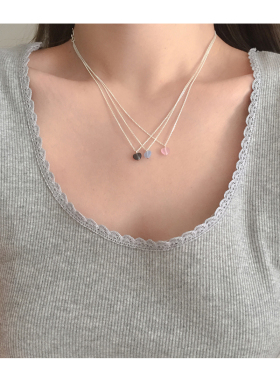 925银糖果色mini小爱心吊坠项链