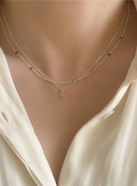 925银彩色小珠子细项链锁骨链