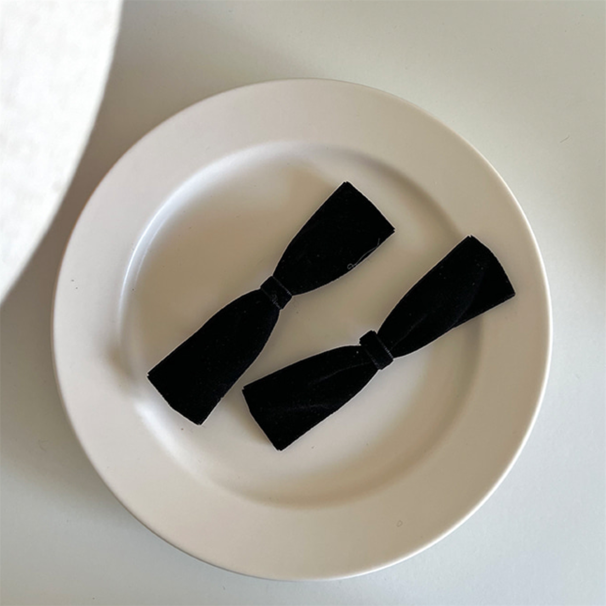 丝绒蝴蝶结边夹鸭嘴夹