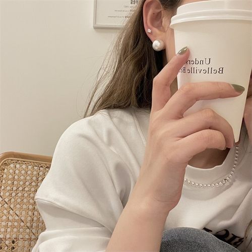 复古时髦百搭大珍珠耳钉