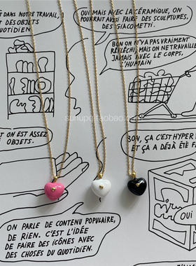 韩国ins胖胖的爱心项链纯银