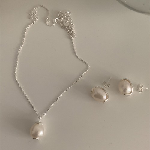 气质时髦~天然珍珠项链耳钉耳饰