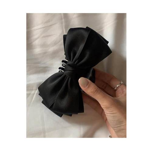 黑色缎面蝴蝶结抓夹盘发夹