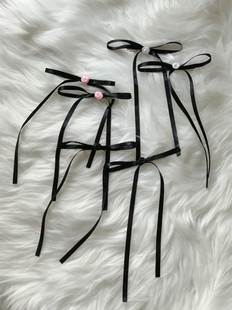 现货Sunup_Q 甜美百搭花朵点缀光泽感丝带发夹边夹鸭嘴夹 韩国ins