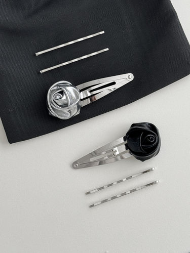 金属光泽感立体玫瑰花朵发夹