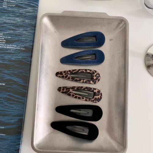 复古丝绒豹纹酒红色发夹