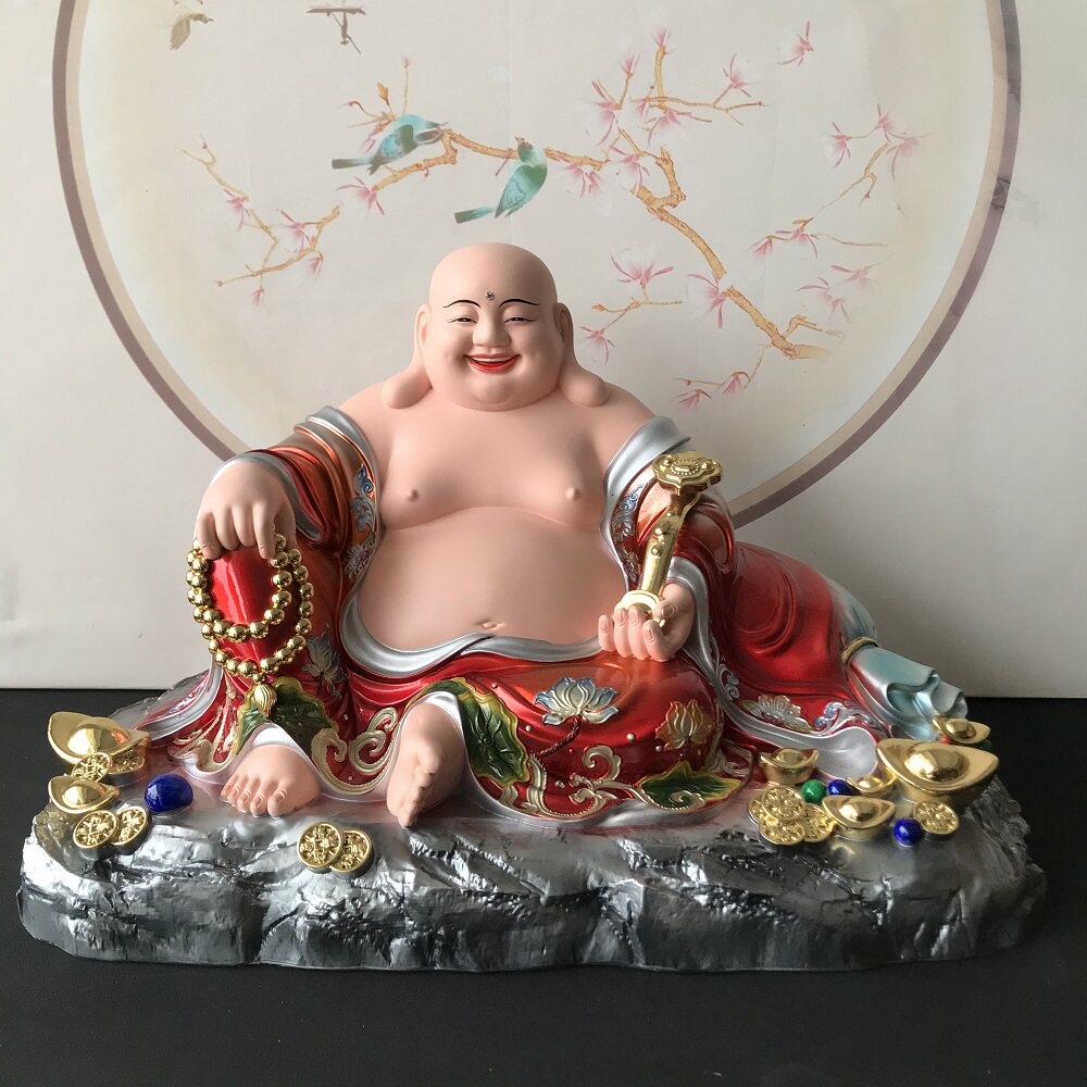 彩绘树脂弥勒佛神像家用桌面摆件