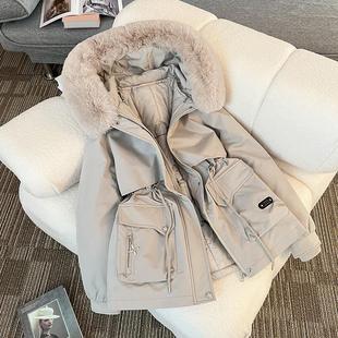 派克服女2024新款 可拆卸内胆羽绒棉服气质防寒服加厚棉衣外套 冬季