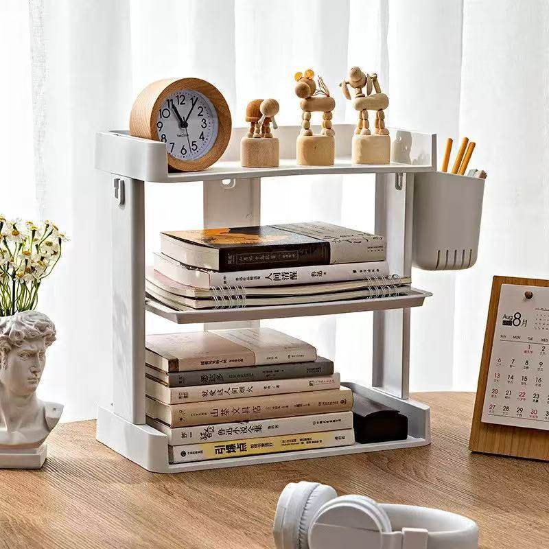 粉色桌面置物架收纳架简易多层