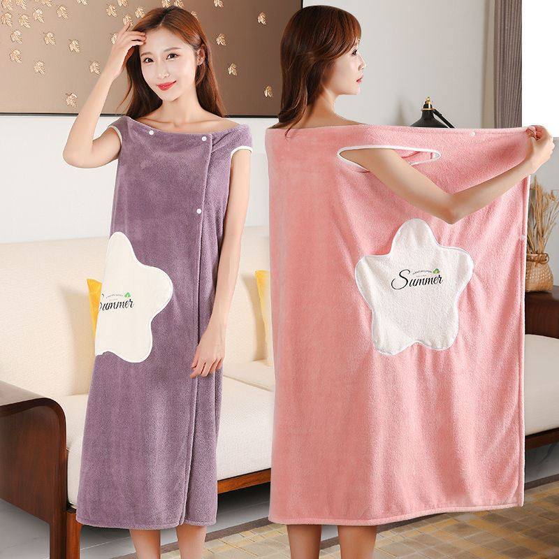 浴巾女家用可穿裹大码速干吸水不掉毛浴裙非纯棉浴袍式2025新款