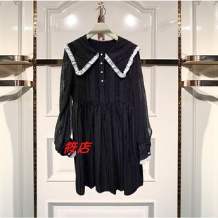 2019年冬季A5FA94188女装拼接复古娃娃领连衣裙A5FA9418889