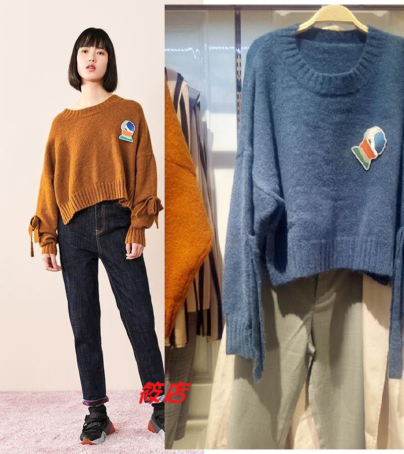 2018年冬季A1EB74263女装时尚斯文绑带毛衫百搭A1EB7426374