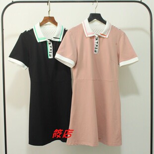 2020年夏季 俄罗斯方块POLO领黑色连衣裙A6FA9225089 A6FA92250女装