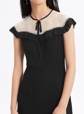 A1FA82260拼接短袖中长款斯文连衣裙女A1FA8226089