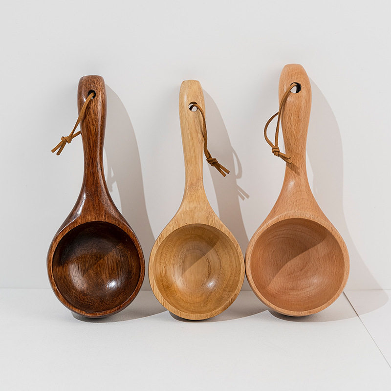 日式网红创意吃播接菜干饭大勺水瓢家用整木长手柄米瓢粥瓢木量勺