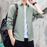 秋季长袖衬衫男青年商务休闲衬衣男弹力免烫抗皱修身打底衫，男装衬衫，奇怪漫猴工厂店