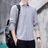 衬衫男士夏季简约薄款透气寸衣日系百搭休闲帅气长袖上衣，男装衬衫，奇怪漫猴工厂店