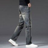 弹力男生秋冬季2025新款弹力休闲潮流百搭直筒宽松牛仔裤男大码，男装牛仔裤，奇怪漫猴工厂店