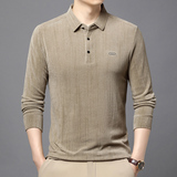 抖音POLO领长袖休闲秋季休闲男士T恤秋季舒适圆领百搭，男装T恤，奇怪漫猴工厂店