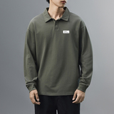 主推纯棉polo衫长袖男士秋季新款翻领高级感宽松透气潮牌T恤男装，男装T恤，奇怪漫猴工厂店