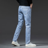 春秋季新款蓝灰色牛仔裤男士修身直筒弹力高端春秋款长裤子，男装牛仔裤，奇怪漫猴工厂店