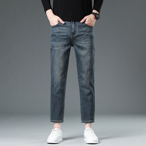 弹力秋冬季八分牛仔裤男士2025新款修身直筒小个子九分休闲长裤，男装牛仔裤，奇怪漫猴工厂店