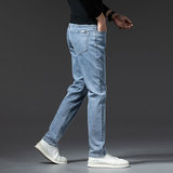 春秋新款潮牌男裤高端修身直筒牛仔裤男舒适弹力裤子春秋季，男装牛仔裤，奇怪漫猴工厂店