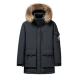 新标羽绒服男士冬季2025新款派克服工装时尚毛领鸭绒中长款外套，男装羽绒服，奇怪漫猴工厂店