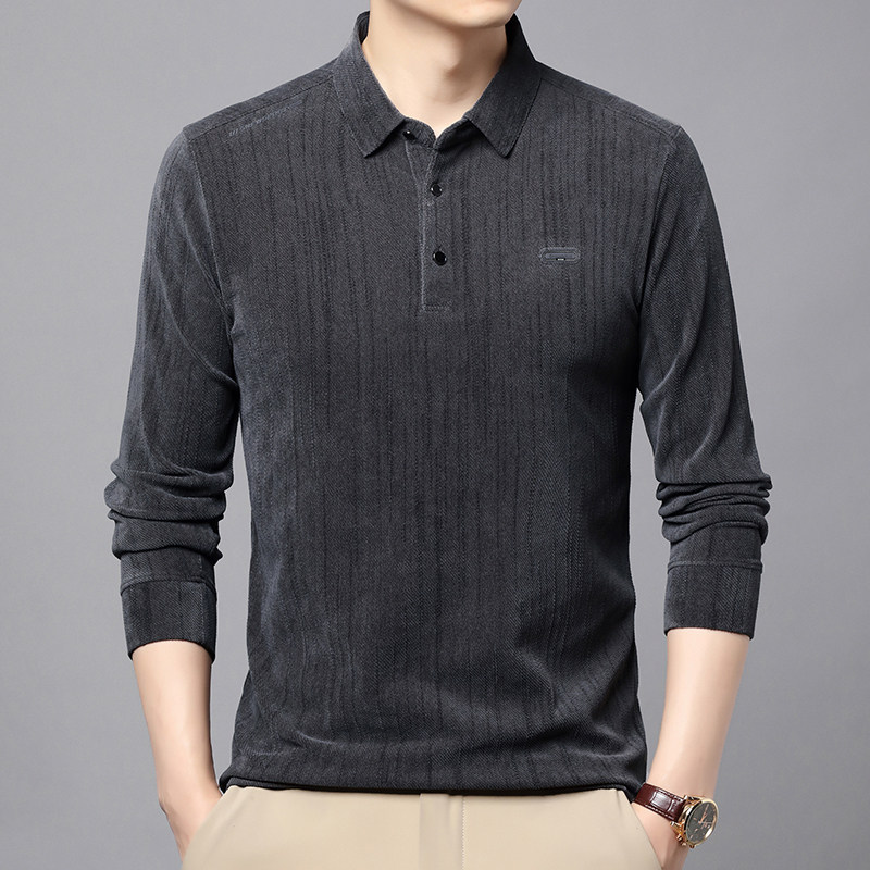 抖音POLO领长袖休闲秋季休闲男士T恤秋季舒适圆领百搭，男装T恤，奇怪漫猴工厂店