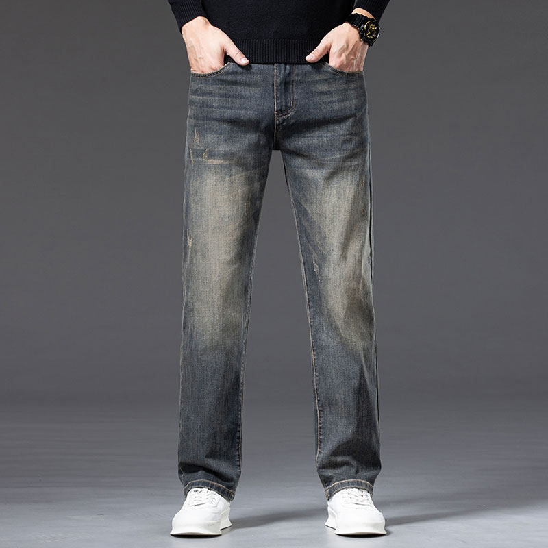 弹力男生秋冬季2025新款弹力休闲潮流百搭直筒宽松牛仔裤男大码，男装牛仔裤，奇怪漫猴工厂店