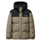 新标羽绒服男加厚短款2025新款冬季撞色时尚连帽男女情侣款外套，男装羽绒服，奇怪漫猴工厂店